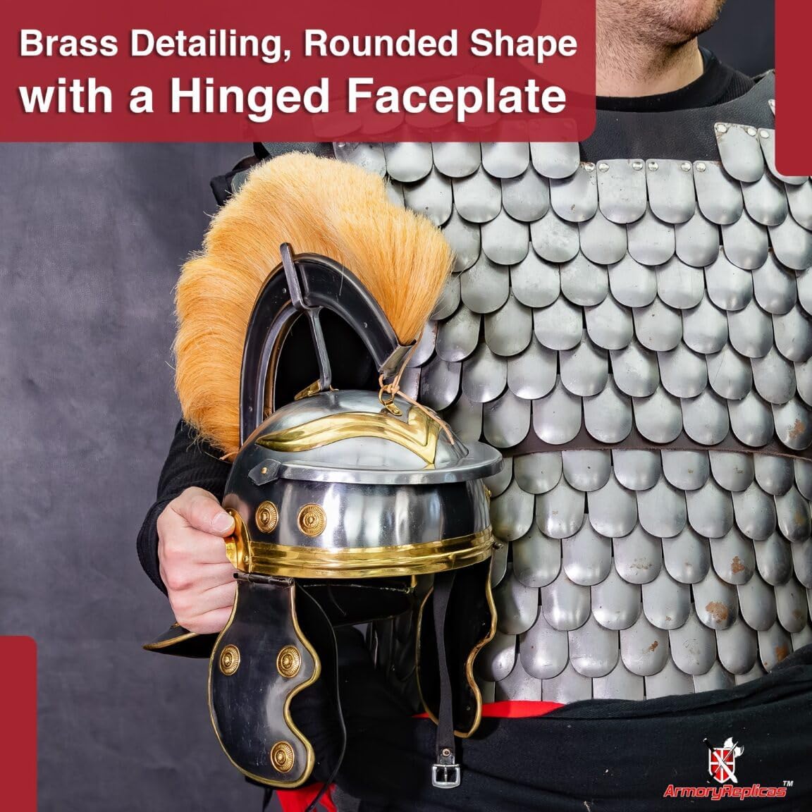 Armory Replicas Maximus Roman Gladiator Blackened 18g Helmet