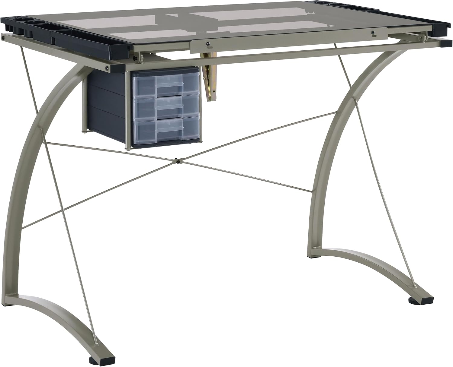 Coaster Home Furnishings - Melo - Metal and Glass - 41-Inch Drafting Table with Adjustable Pitch, Three Drawers
