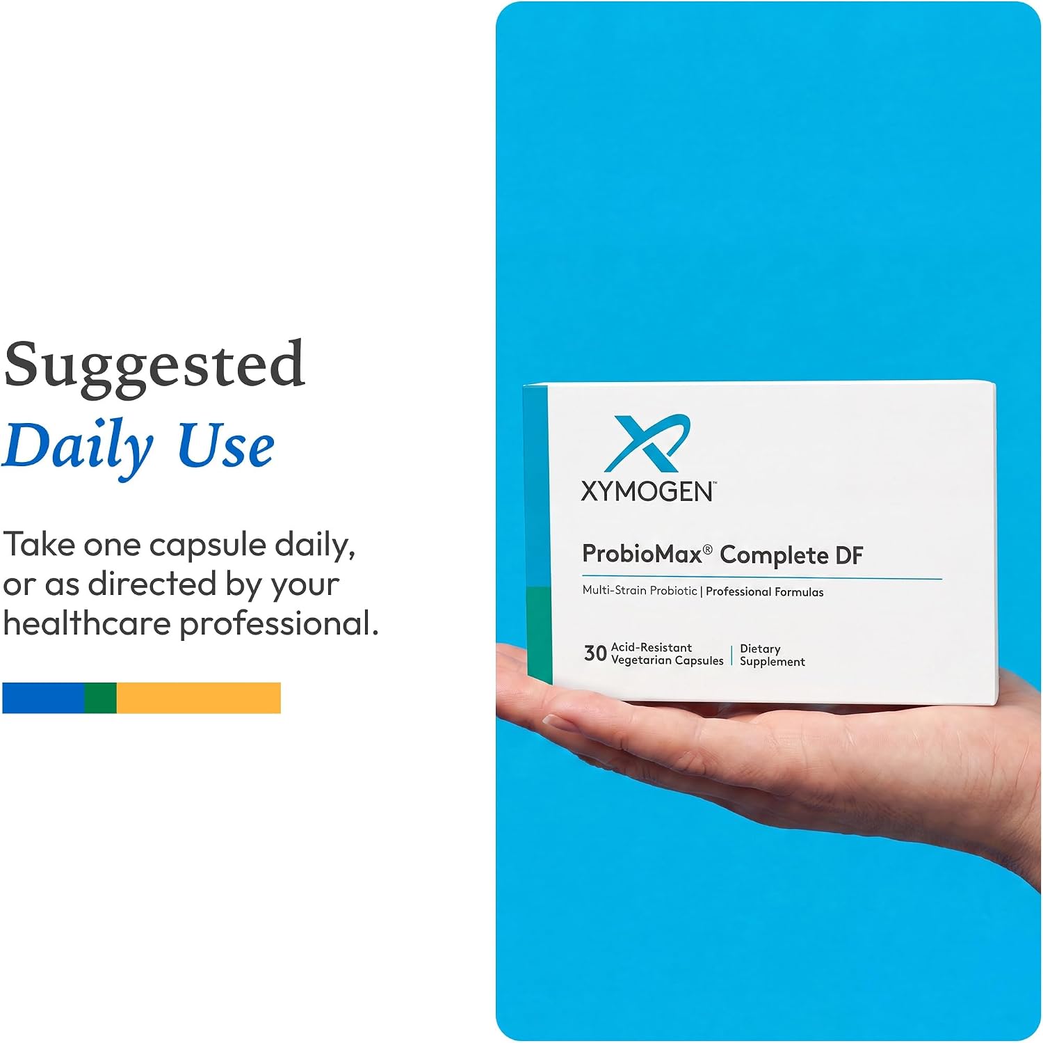 XYMOGEN ProbioMax Daily 100B - Probiotics for Digestive Health Support - Lactobacillus Acidophilus & Bifidobacterium Lactis HN019 - Vegetarian, Gluten-Free & Non-GMO - 30 Capsules