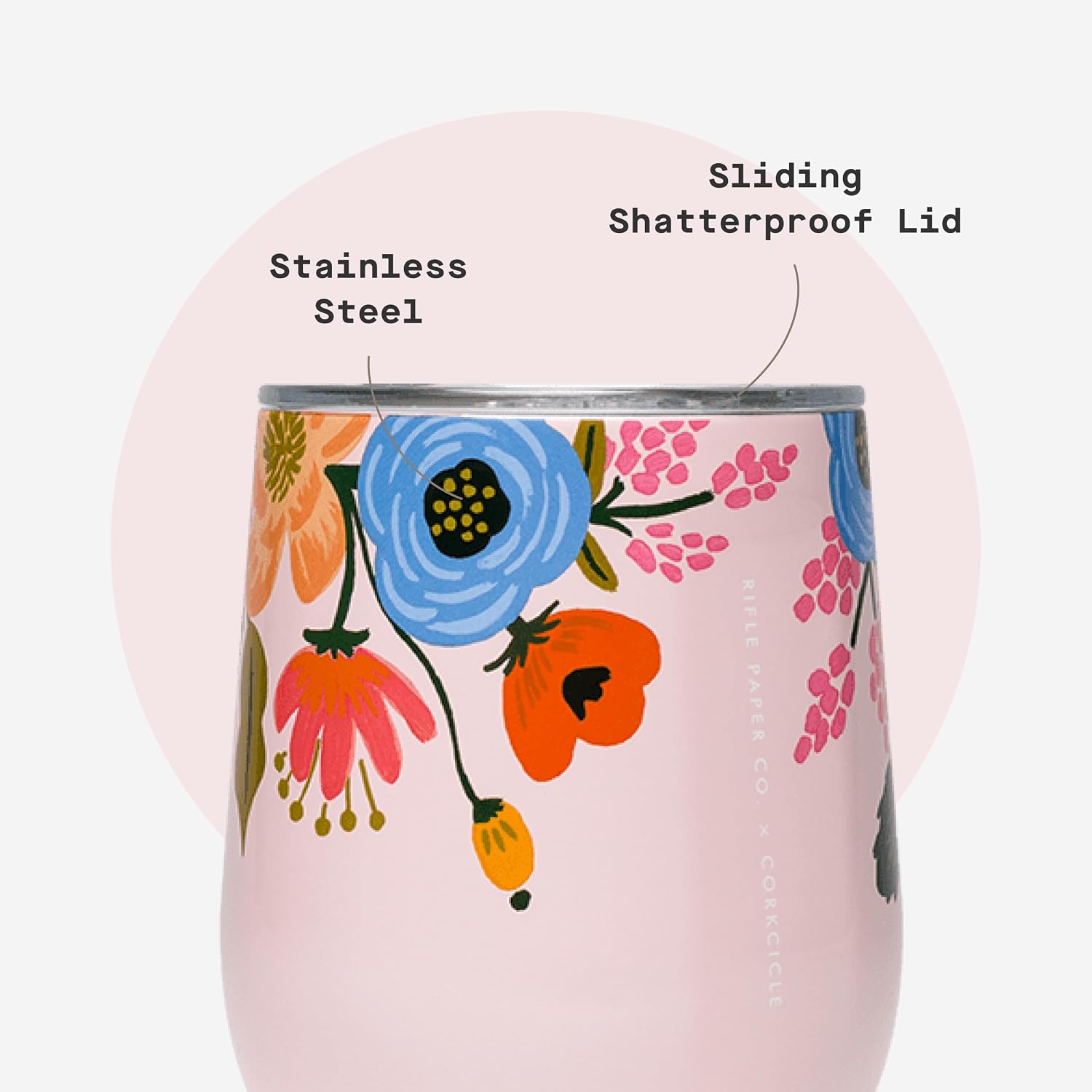 Corkcicle x Rifle Paper Co. 12 oz Insulated Tumbler, Blush Lively Floral