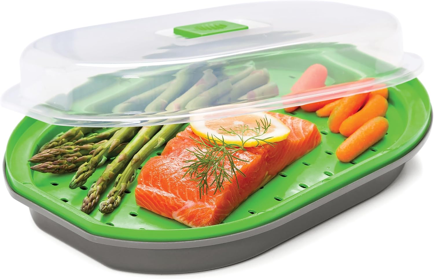 PrepSolutions Steamer for Fish and Veggies, Gray - Durable Kitchen Steaming Basket for Healthy Cooking