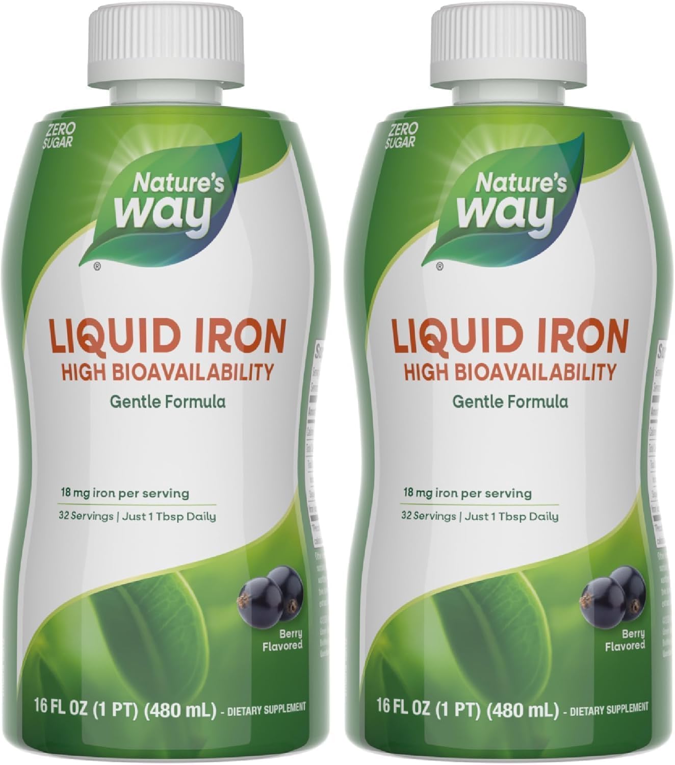 Nature’s Way Liquid Iron Supplement, 18 mg per Serving, Berry, 16 Fl Oz | Gentle Glycinate Iron, Fast-Absorbing Liquid, Iron for Red Blood Cell Support and Energy Metabolism*, No Sugar Added