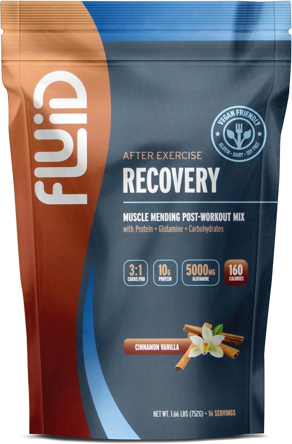 Fluid Recovery, Post-Workout Drink Mix, Whey Isolate Protein, L-Glutamine, Carbs, All Natural Ingredients, Gluten-Free, Lactose-Free (Tropical Fruit)