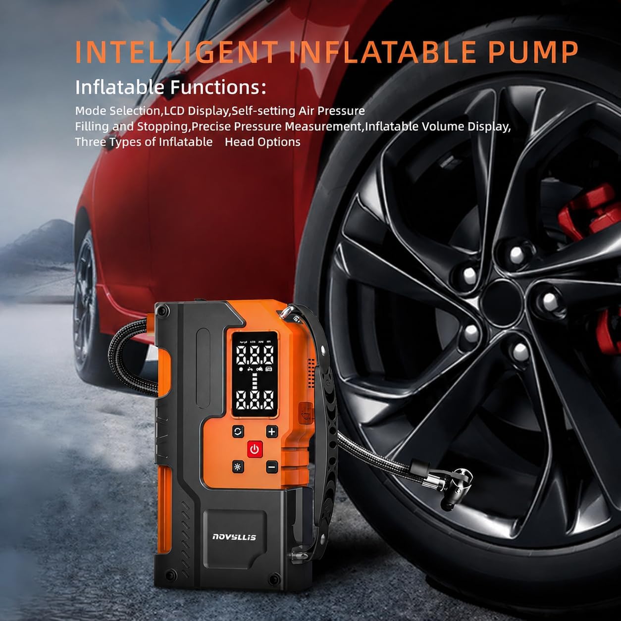 4000A 14.8V Car Battery Jump Starter with 150PSI Air Compressor | Auto-Off Portable Tire Inflator Jump Box (10L Gas/10L Diesel) Power Bank SOS LED