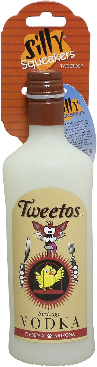 SILLY SQUEAKERS Tuffy Liquor Bottle Dog Toy: Squeaky Dog Toy, Washable and Floats, Vinyl Construction
