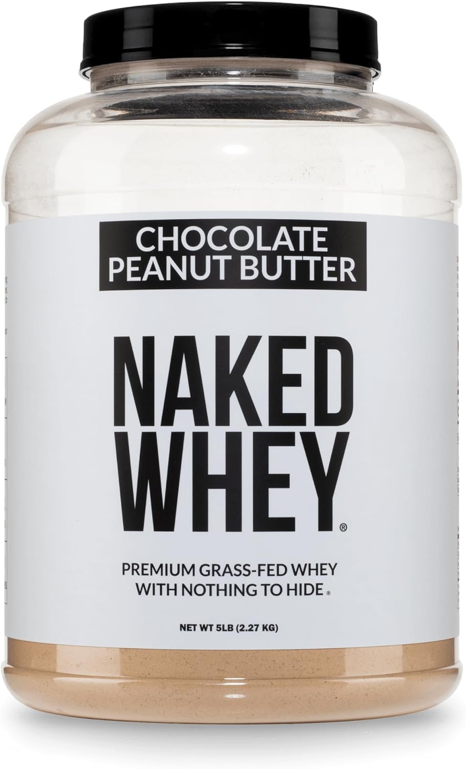 NAKED Whey 5LB 100% Grass Fed Unflavored Whey Protein Powder - Only 1 Ingredient, NSF Certified, Undenatured, Gluten Free, Soy Free, Promote Muscle Growth and Recovery - 76 Servings