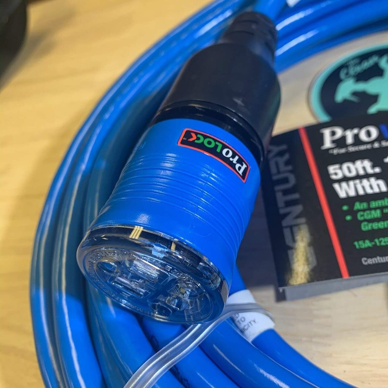 The Clean Garage 50' 12/3 SJTW Pro Lock Locking Lighted Extension Cord Blue