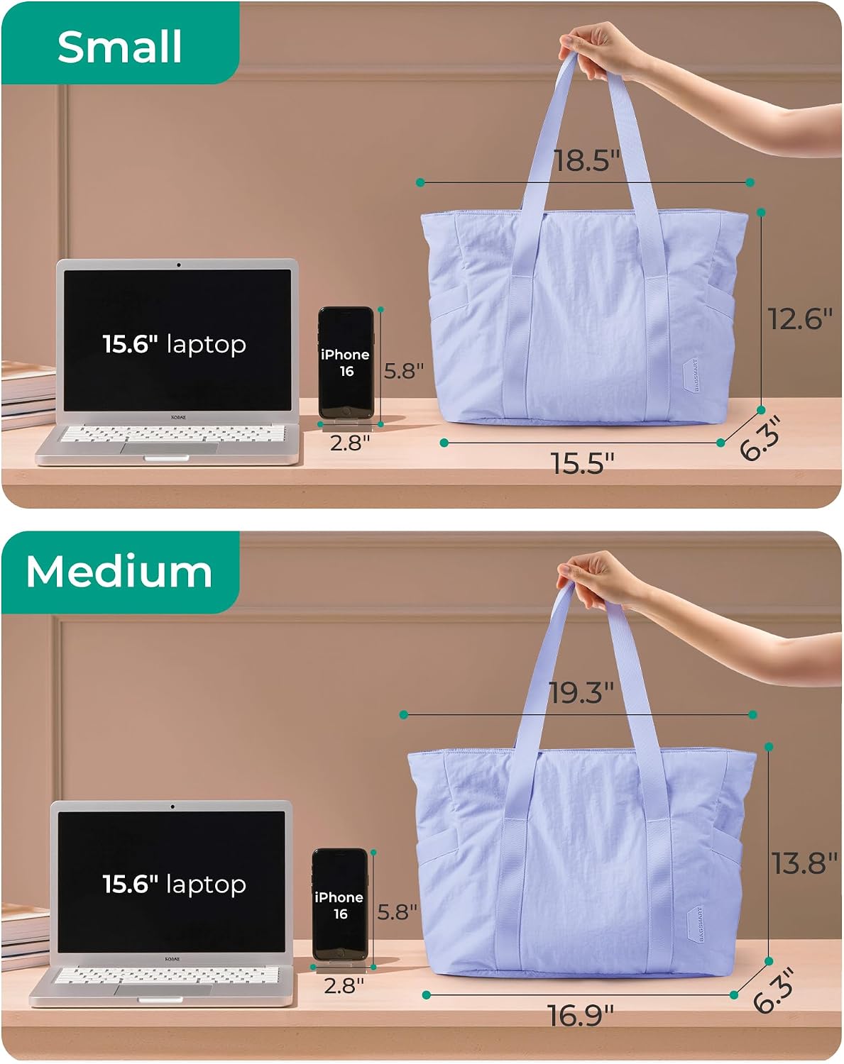 BAGSMART Gym Tote Bag for Women, 24L/28L Travel Tote Yoga Mat Bag