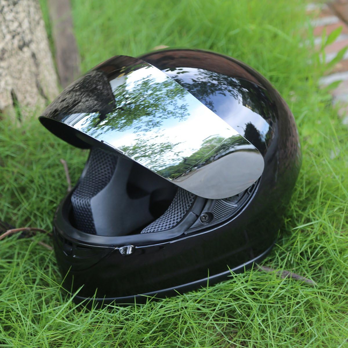 TCMT Adult Full Face Street Dirt Bike ATV Off-Road Motorcycle Helmet DOT | Washable Inner Liner, Optimized Airflow Vents, Gloss Black