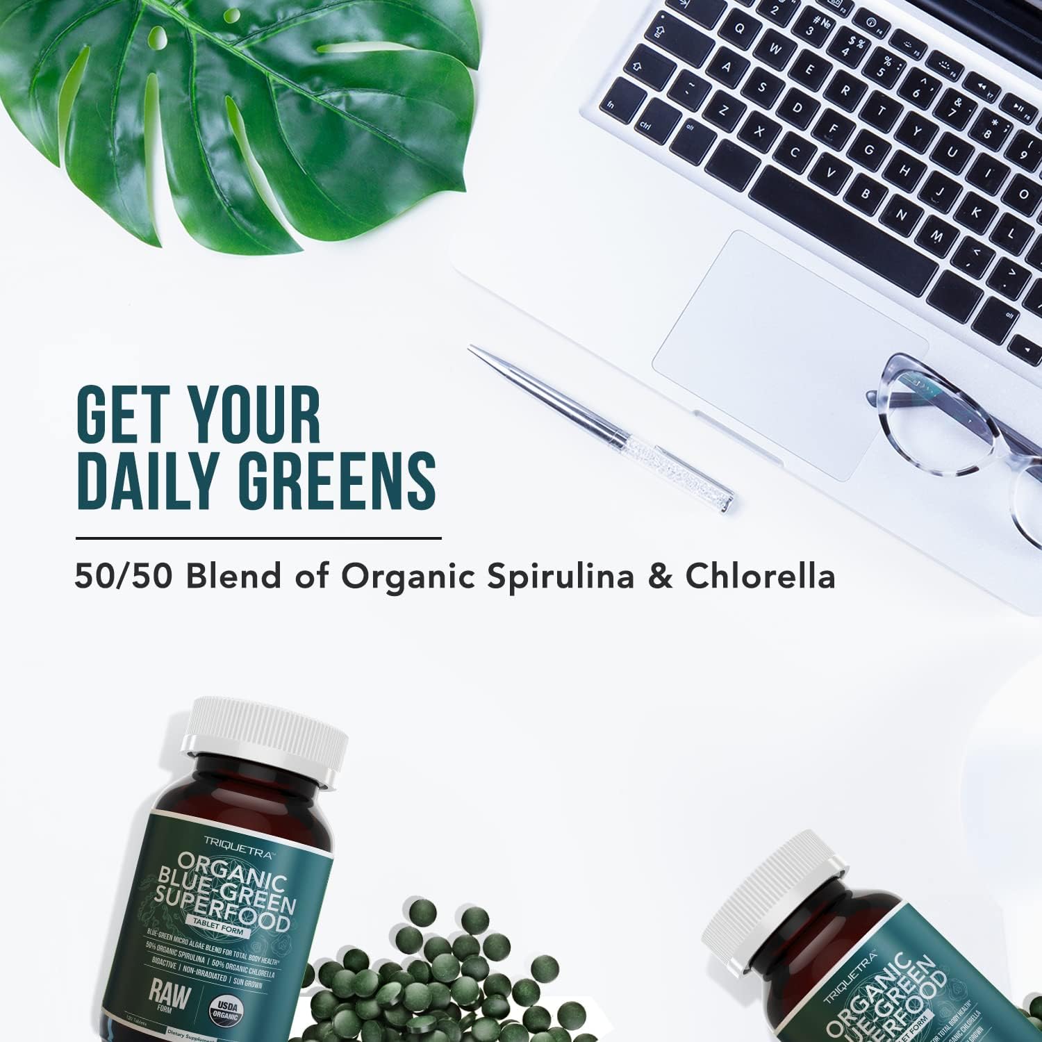 Organic Spirulina & Chlorella Tablets – 4 Organic Certifications, Raw