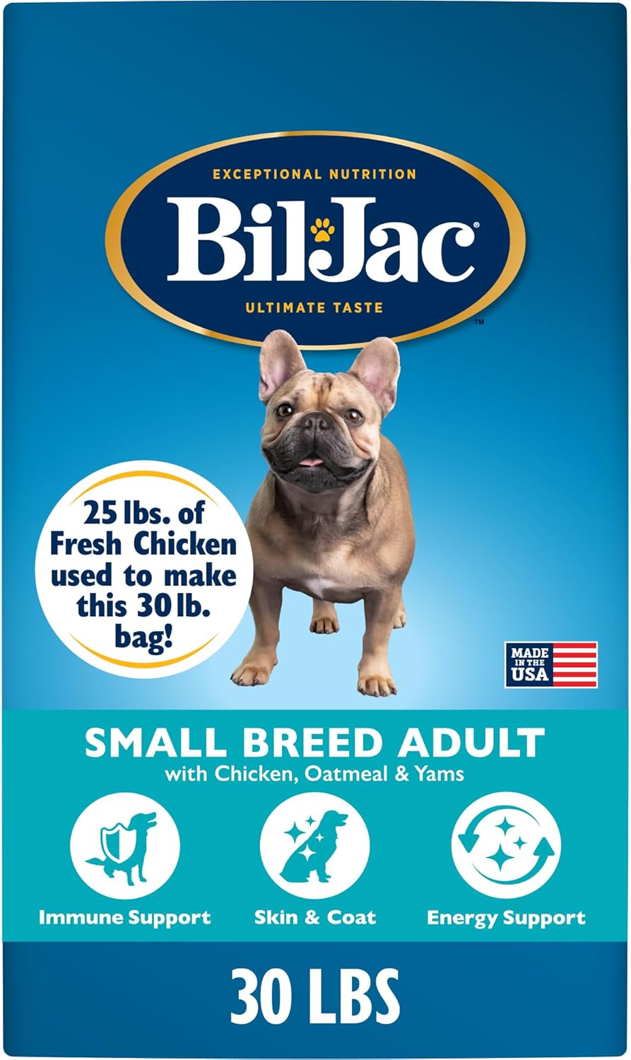Bil-Jac Small Breed Adult Dry Dog Food with Chicken & Probiotics | 6 lb | Fresh Chicken Is #1 Ingredient with Easy-to-Chew Bites, Probiotics & Omega Fatty Acids for Energy, Digestion & Skin Health
