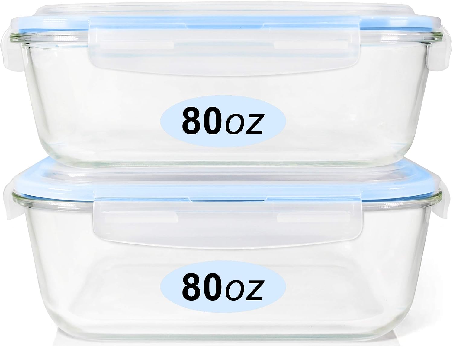 Glass Food Storage Containers Set, Large Size Containers with Lids, BPA-free Locking lids, 100% Leak Proof Glass Meal Prep Containers