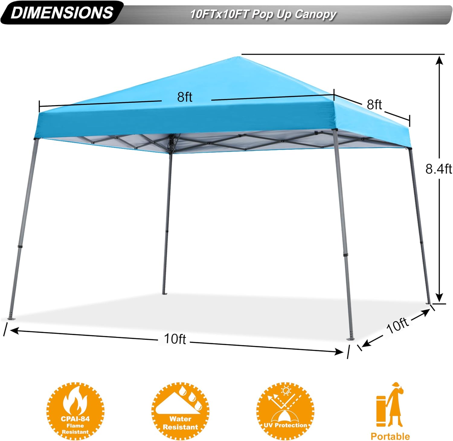 ABCCANOPY 11x11 Pop Up Canopy Tent, Stable Slant Leg Outdoor Shade, Black
