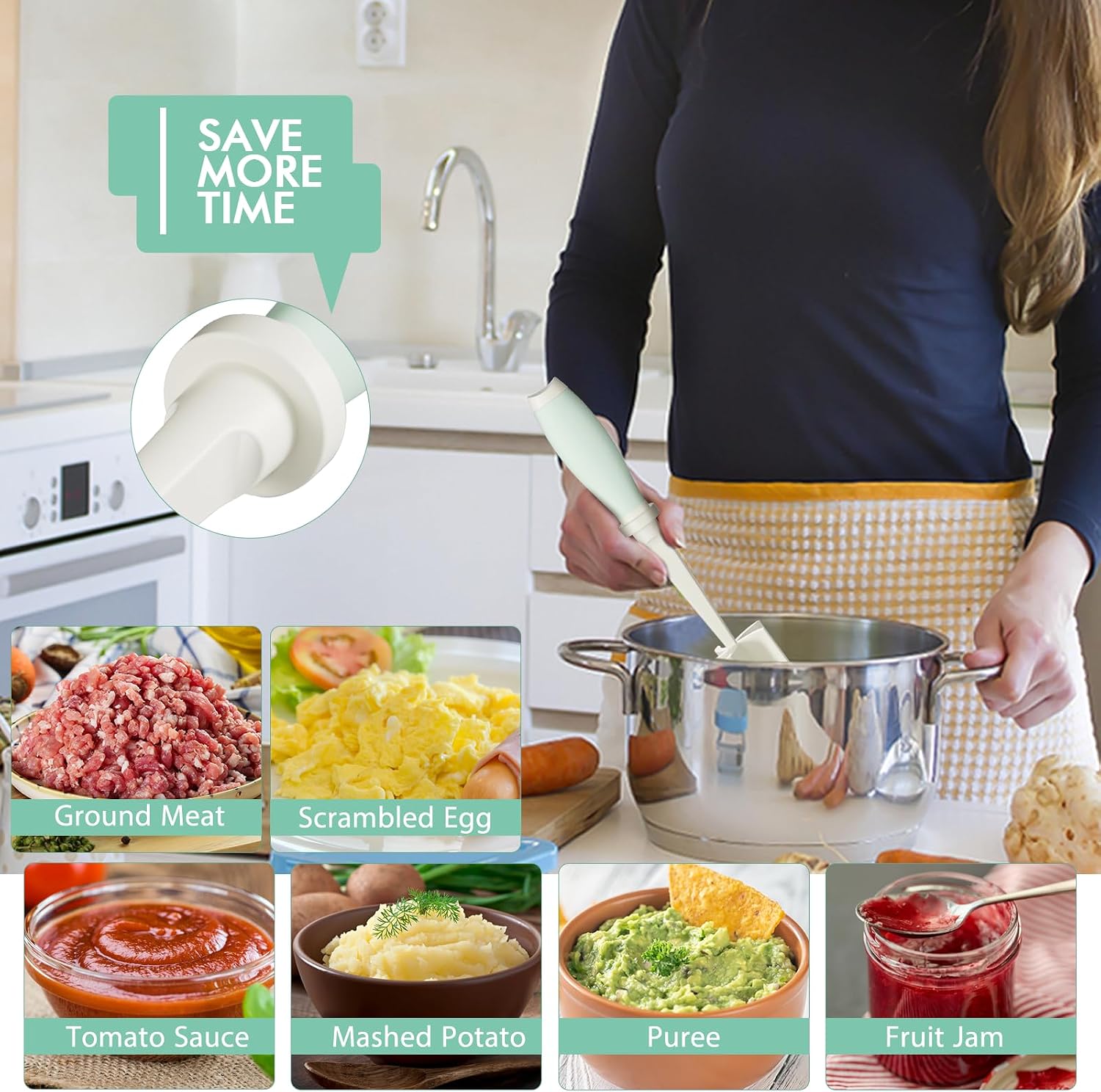 Upgrade Meat Chopper Hamburger Masher Ground Beef Smasher Utensil Mix Tool