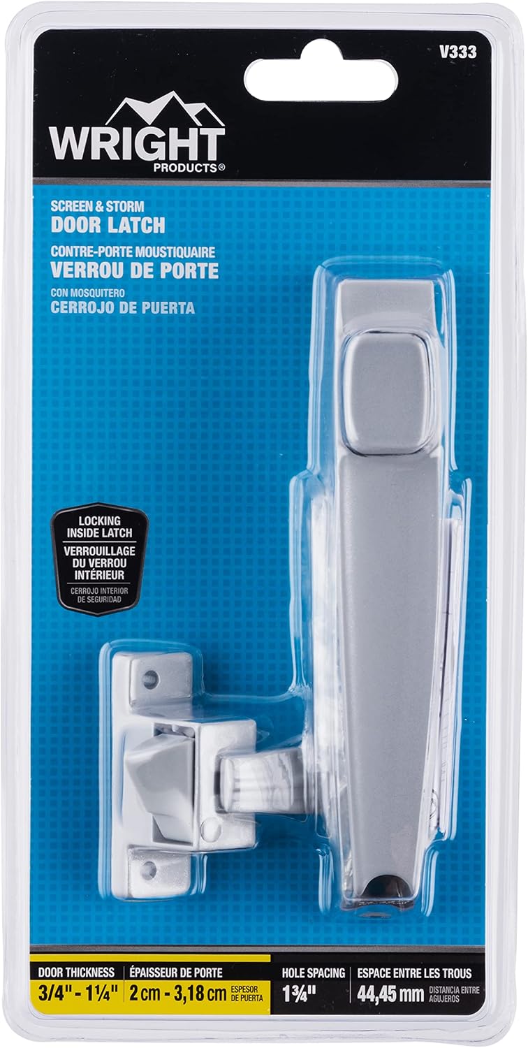 Wright Products - Tie Down Push Button Door Latch for Screen and Storm Doors, Aluminum Grey