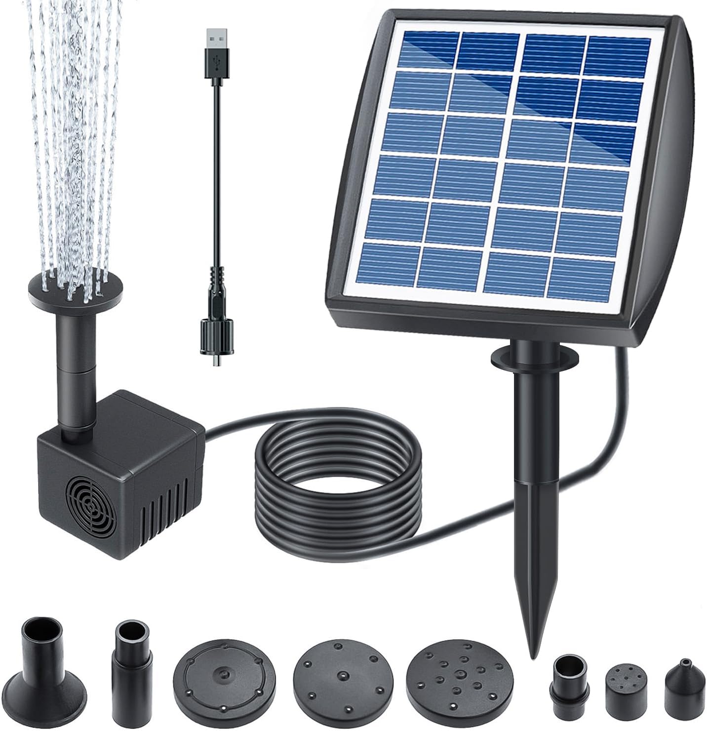 Lewisia 2W Solar Bird Bath Pump with USB Charging for Pool Pond Garden Decoration Solar Powered Water Fountain Pump