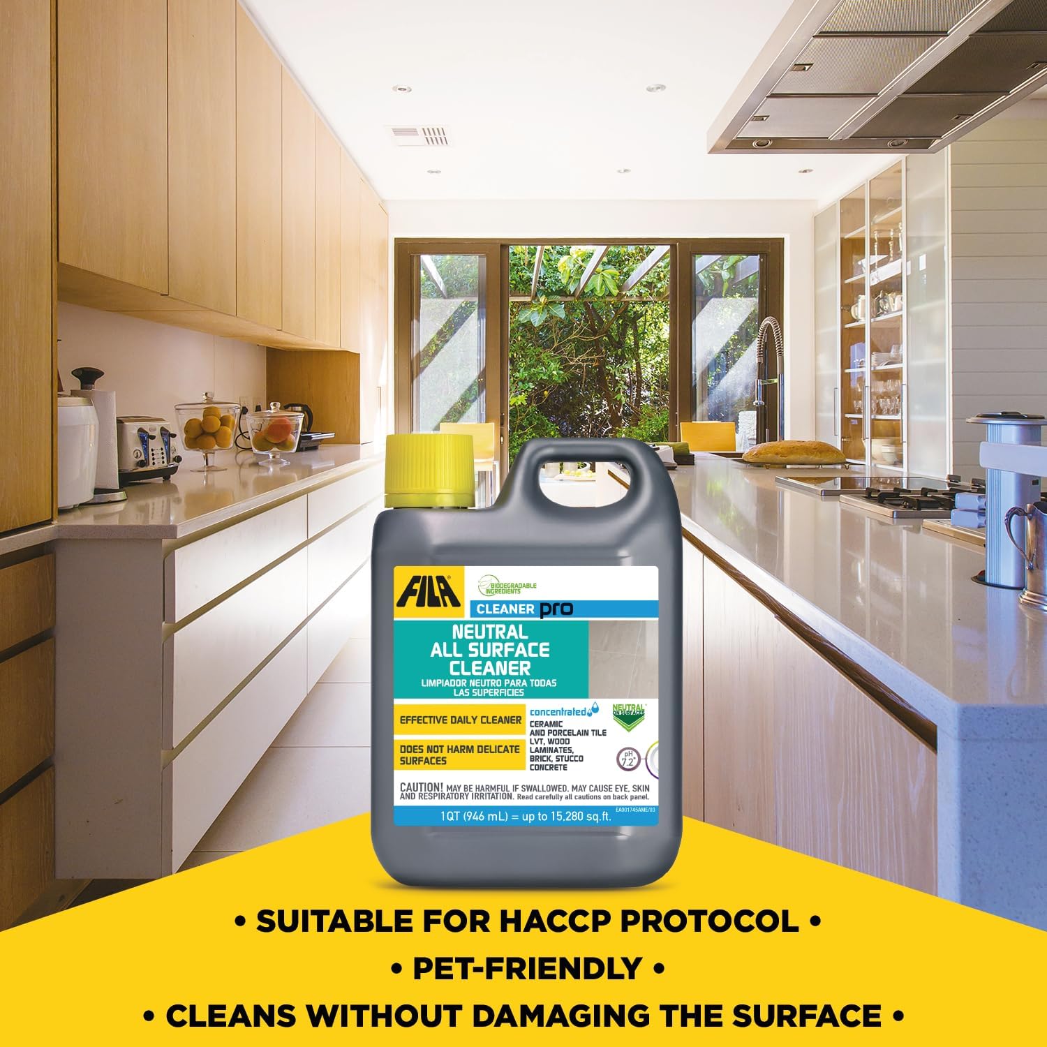 FILA Surface Care Solutions, CLEANER PRO, Neutral All Purpose Cleaner, Highly Concentrated - Up to 40 Washes, 1 QT