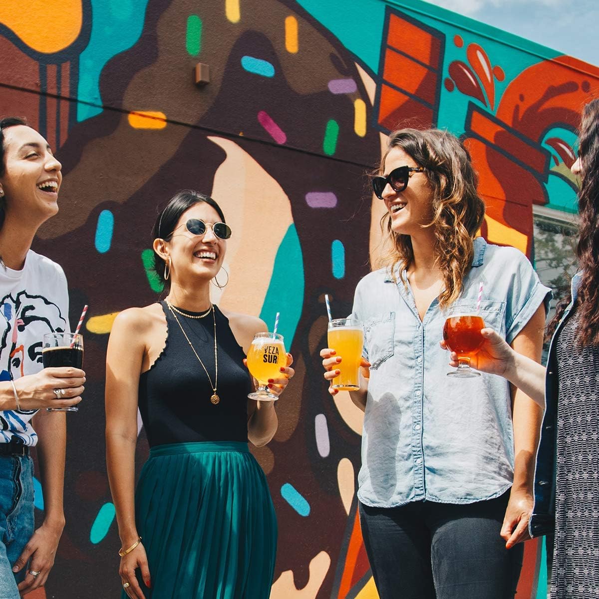 Paper Straws Disposable - 200 Pack - Durable & Non-Soggy Striped Paper Straws for Drinking in 10 Colors - 100% Biodegradable & Eco-Friendly for