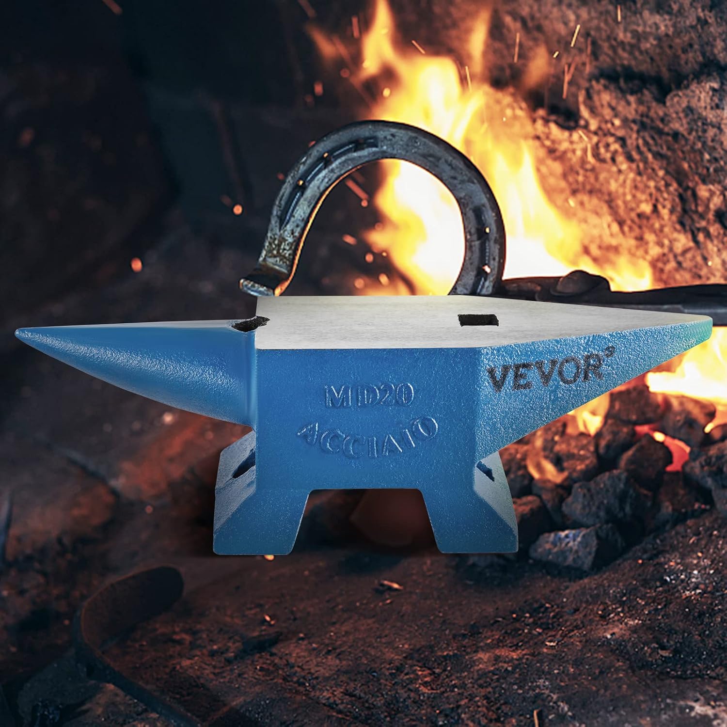 VEVOR Blacksmith Anvil 55 lbs (25 kg) Single Piece of Iron with Square Holes Ideal for Metalurgical and Blacksmiths in Metal Workshop and for