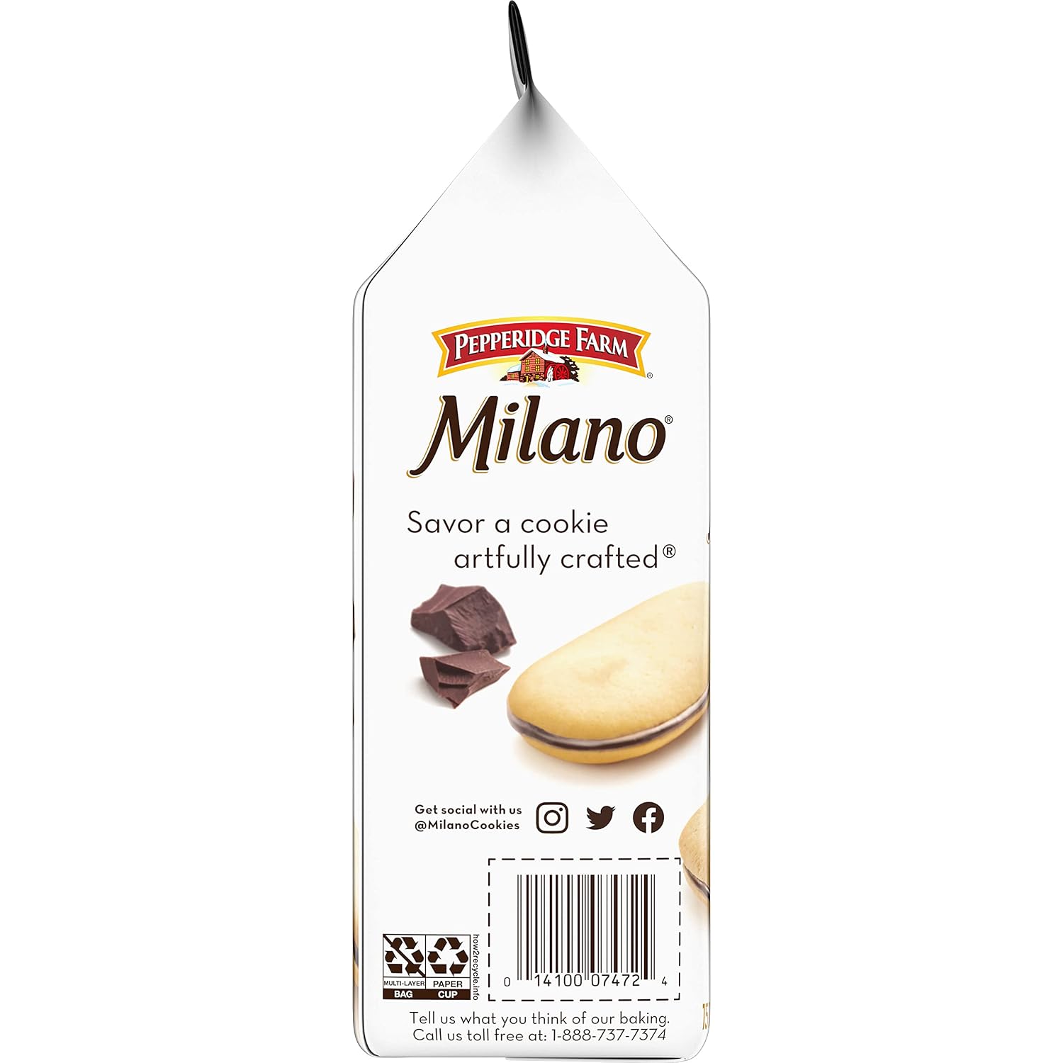 Pepperidge Farm Milano Cookies, Dark Chocolate, 20 Packs Tub, 2 Cookies Per Pack