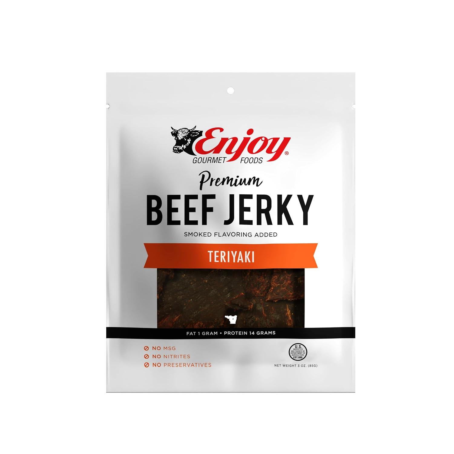 Enjoy Peppered Beef Jerky 8 oz (Pack of 1) | High Protein | No Nitrites
