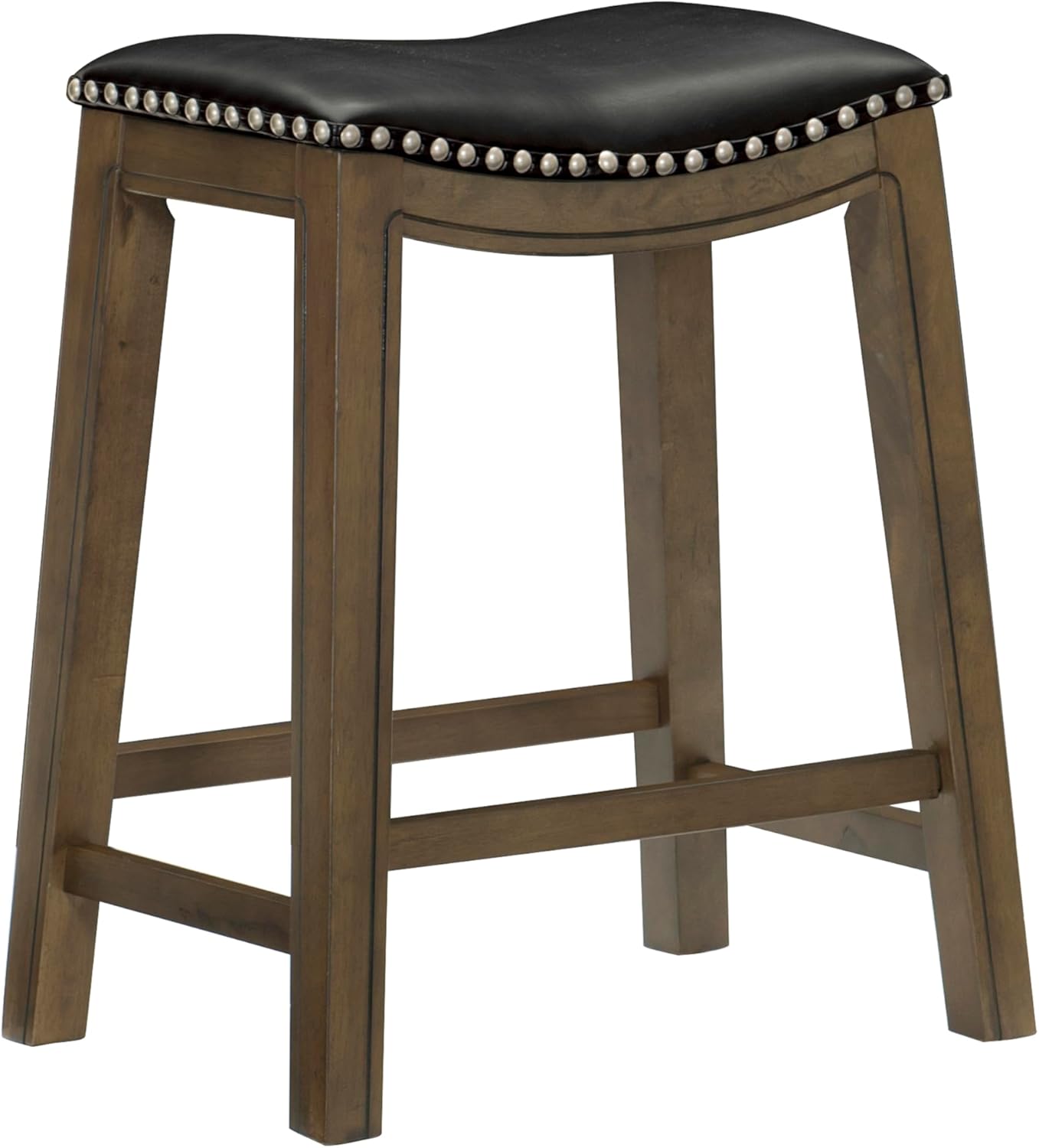 Lexicon Ordway Solid Wood Counter Height Stool - Saddle Kitchen Stool Counter Height Stools for Dining, Armless Chair Seating Options, Perfect for Casual Entertaining Spaces, 25" SH, Black