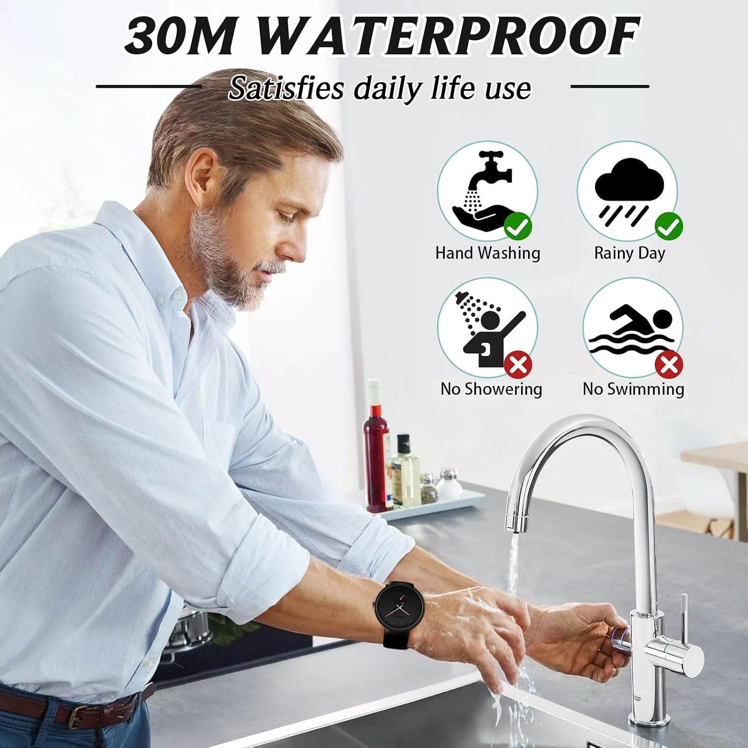 Mens Watches Ultra-Thin Minimalist Waterproof-Fashion Wrist Watch for Men Unisex Dress with Leather Band