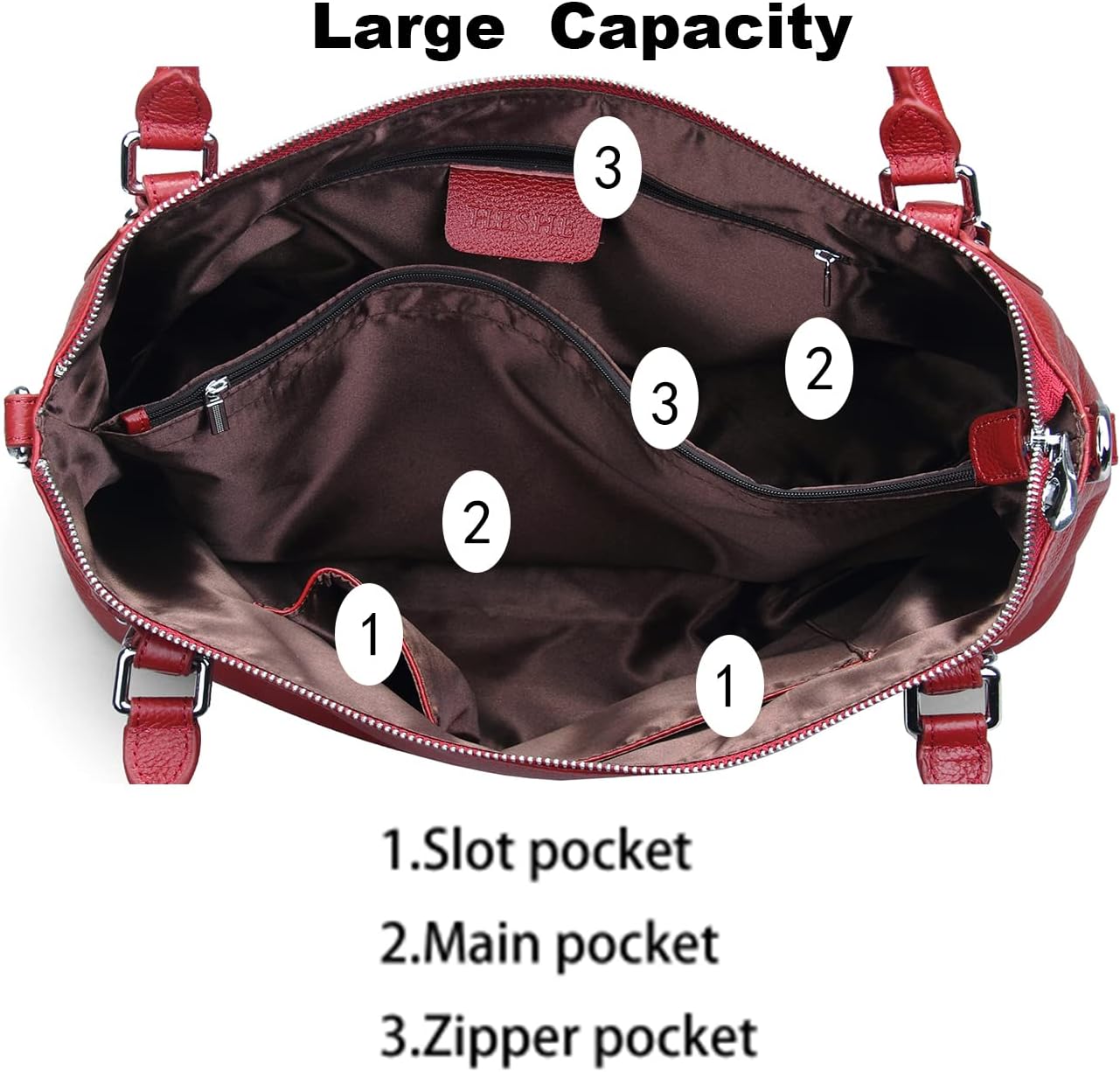 HESHE Leather Purses and Handbag for Women Shoulder Bag Tote Top Handle Bag | Genuine Designer Large Capcity Hobo Crossbody Satchel Travel Work Ladies Zippered Ladies Daily Bag Adjustable Long Strap