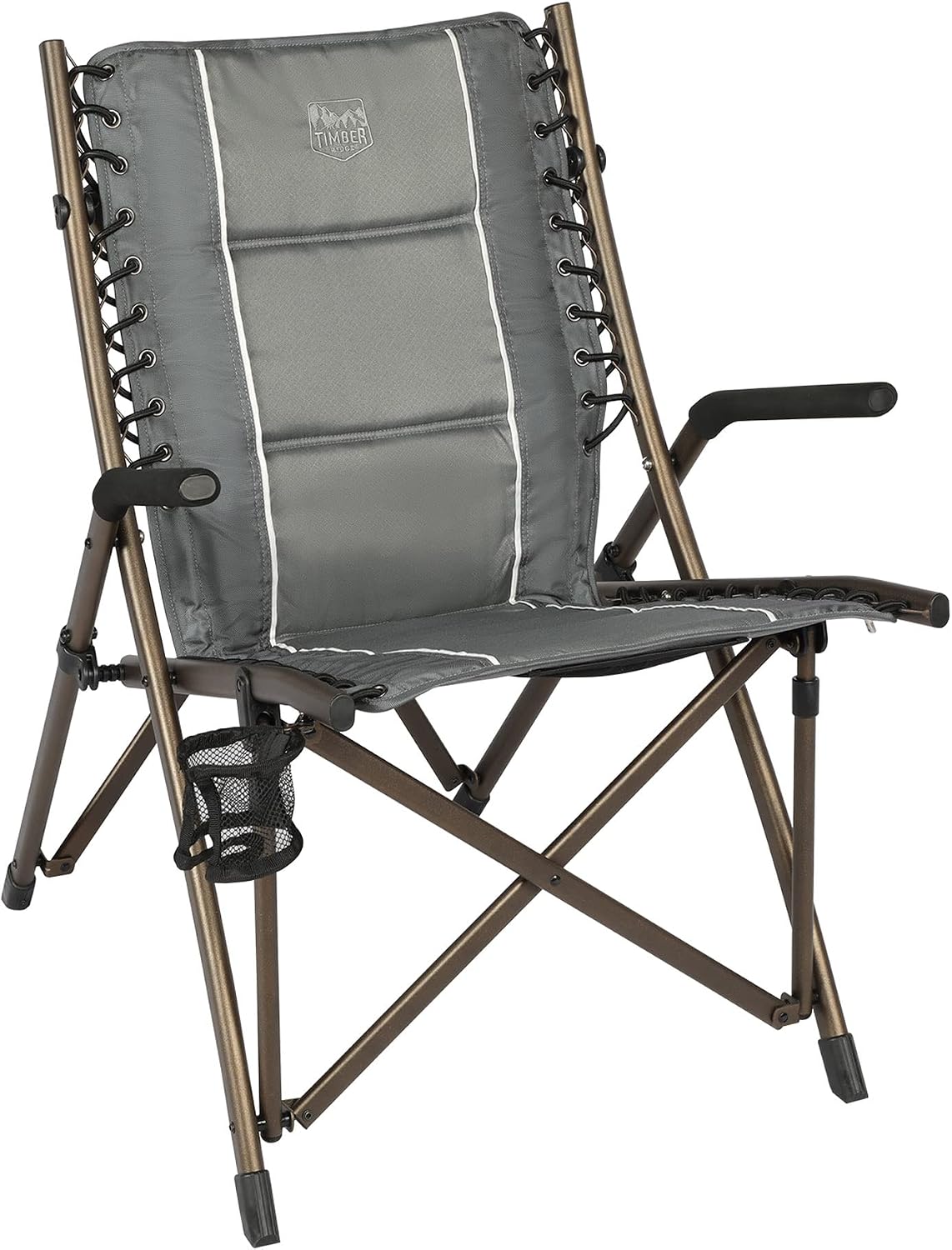 Timber Ridge Bungee Folding Camping Chairs for Adults Supports 300lbs, Grey