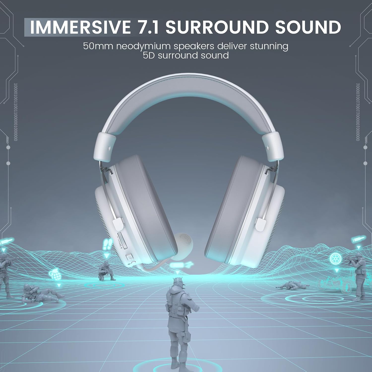EKSA E900 Pro USB Gaming Headset for PC - Computer Headset with Detachable Noise Cancelling Mic, 7.1 Surround Sound, 50MM Driver - Headphones with Microphone for PS4/PS5, Xbox One, Laptop, Office | Computer Headset with Detachable Noise Cancelling Mic, H…