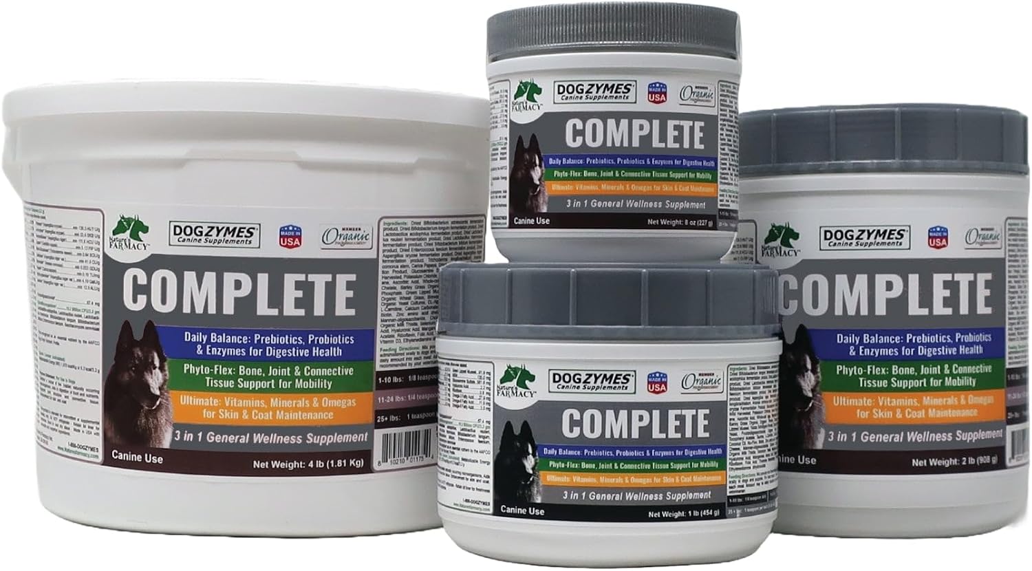 Dogzymes Complete - Probiotics, Prebiotics, Glucosamine, Chondroitin, MSM and Hyaluronic Acid, Complete Skin and Coat Care (2 Pound)