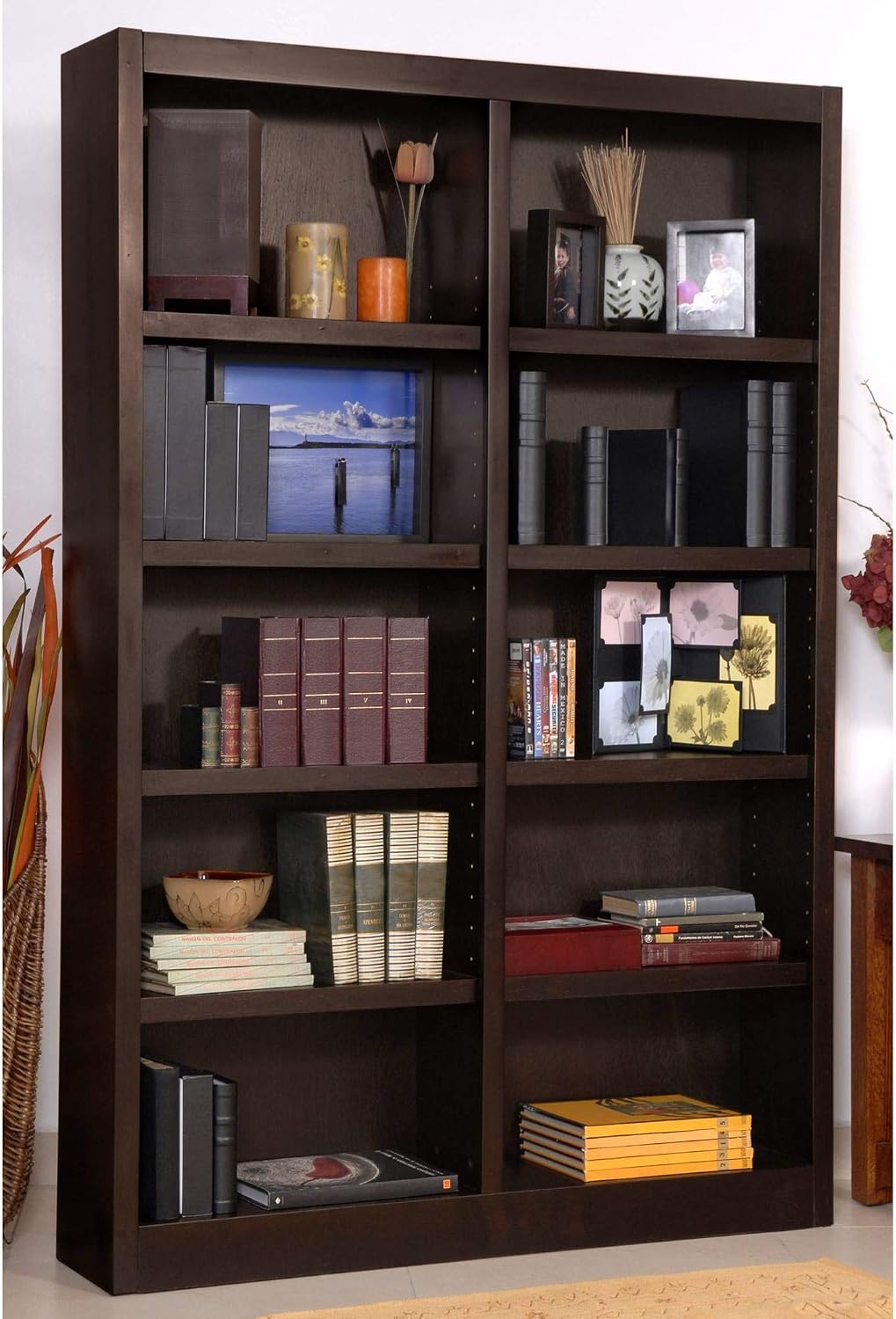 Concepts In Wood Book Shelf - 72" Tall Wood Bookcase Furniture - Espresso