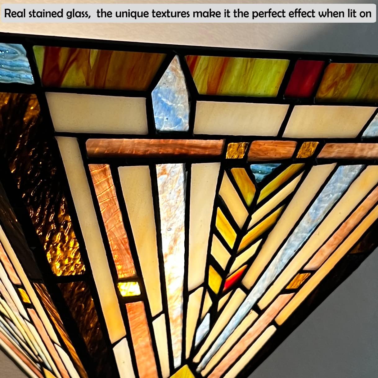 Tiffany Torchiere Floor Lamp 70" Tall Antique Stained Glass Torch Light