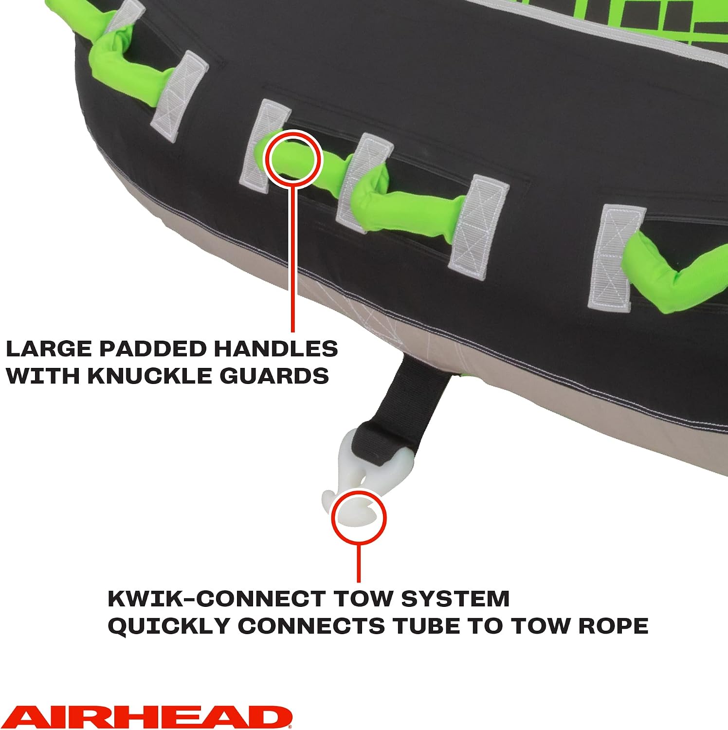 Airhead G-Force Towable Tube for Boating, 1-4 Rider Inflatable Boat Tube for Water Tubing, Heavy Duty Full Nylon Cover, Stabilizer Fins with Neoprene Knuckle Guards, Speed Safety Valve