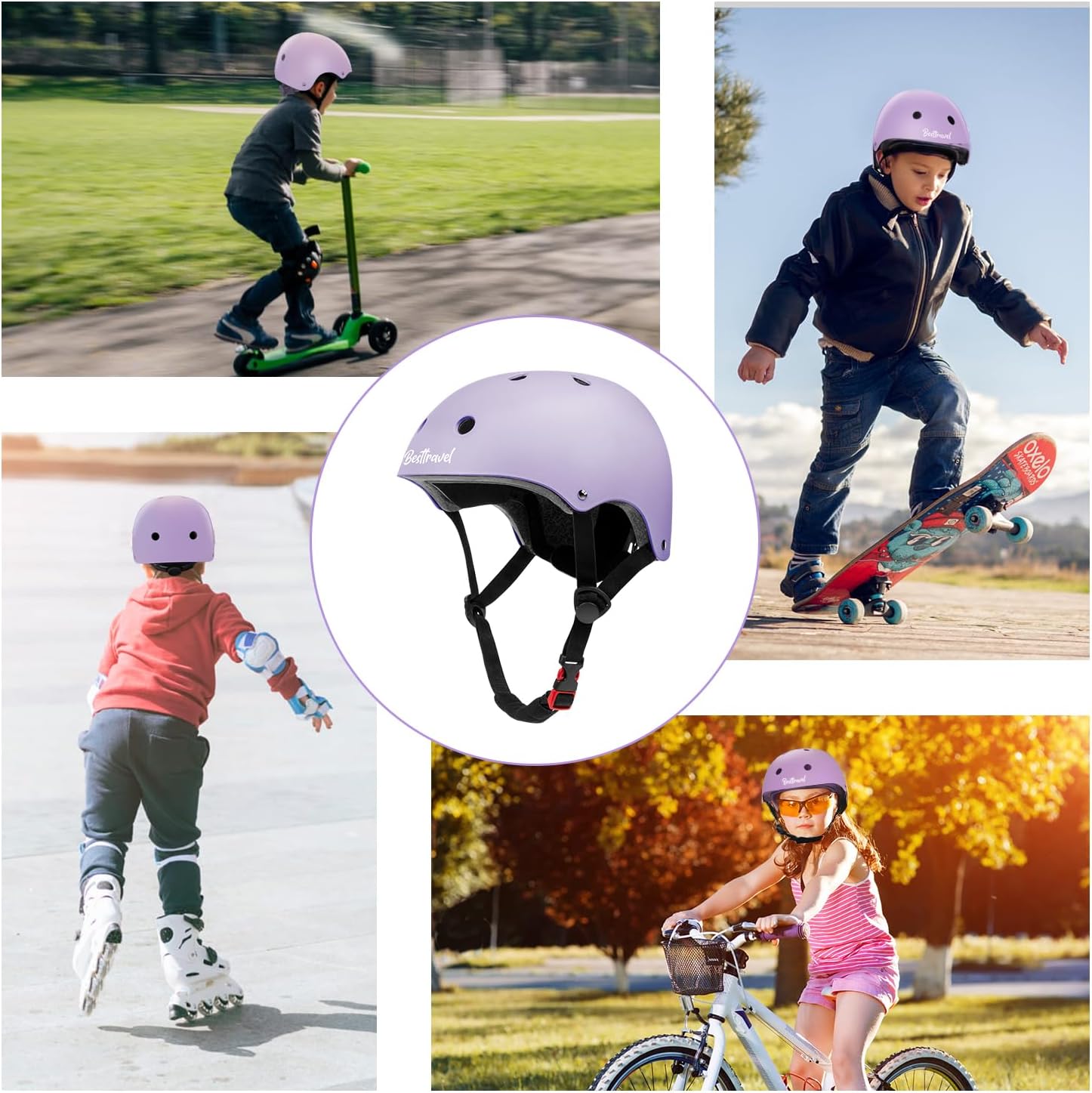 Besttravel Kids Helmet, Toddler Adjustable Kids Ages 3-8 Years Old Boys Girls Multi-Sports Safety
