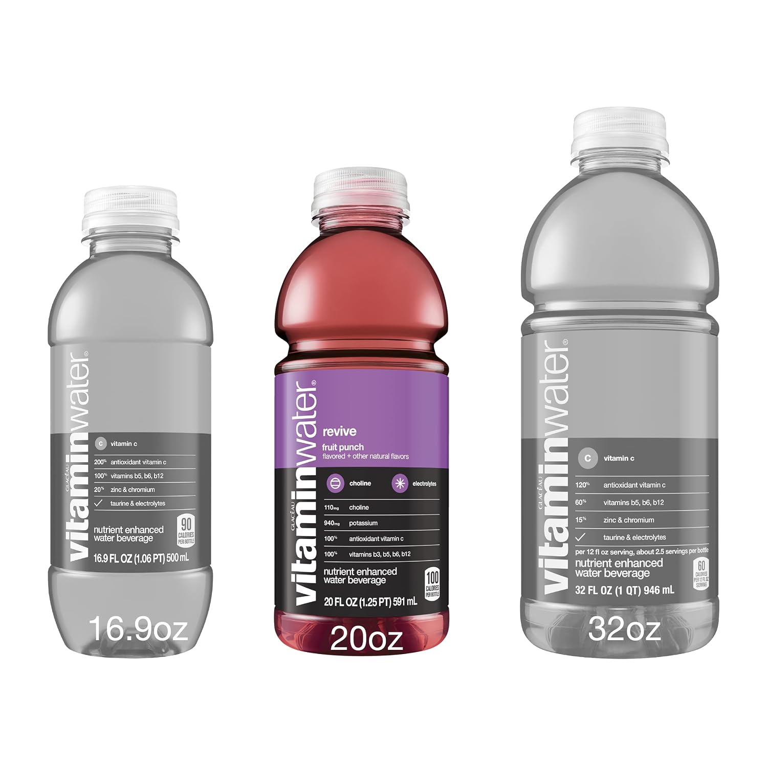 vitaminwater Power-C Dragonfruit Water Beverage, 16.9 fl oz, 6 pack | Bottled, nutrient-enhanced flavored water drink with 90 calories per bottle, antioxidants, and vitamins