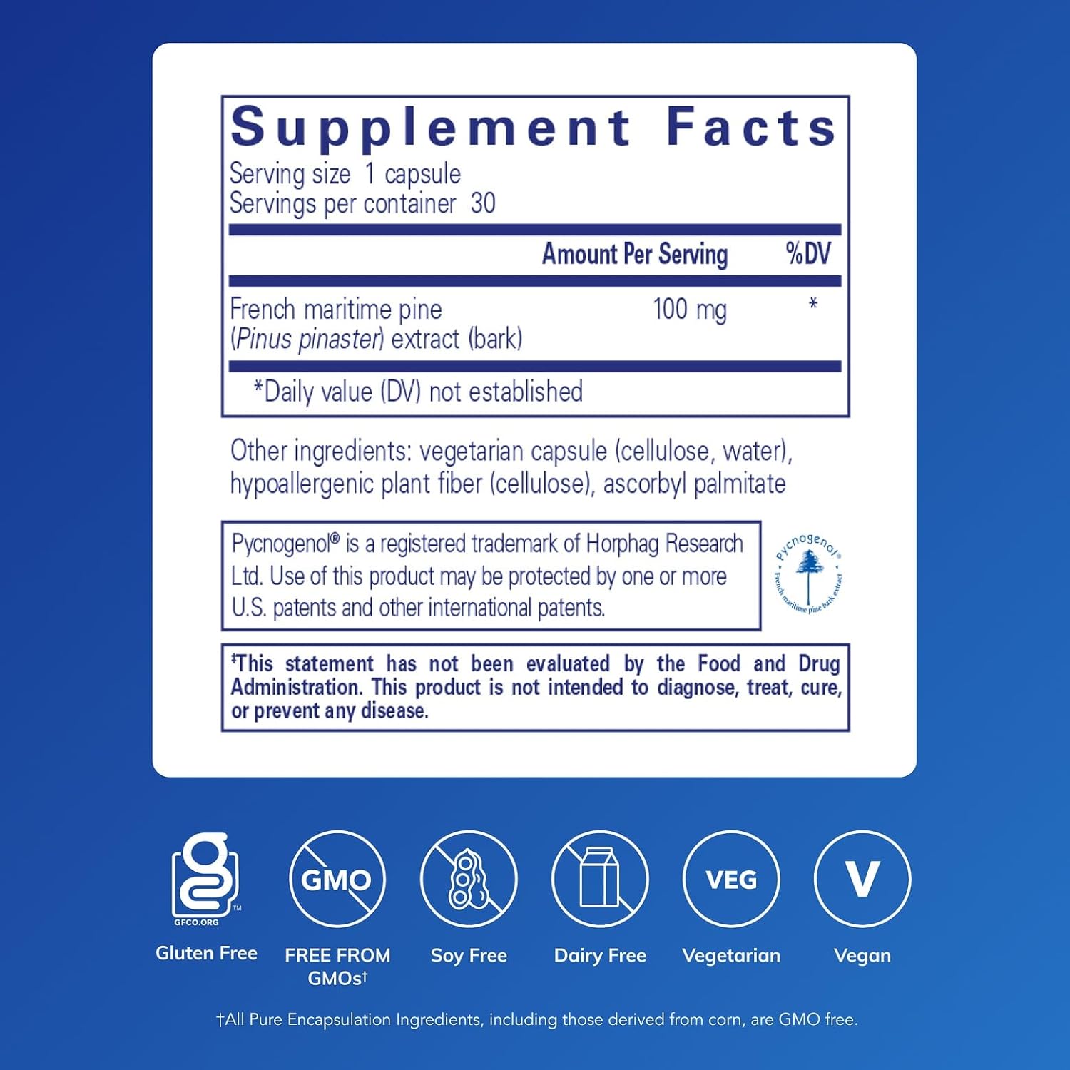 Pure Encapsulations Pycnogenol 100 mg | Hypoallergenic Supplement to Promote Vascular Health and Provide Antioxidant Support* | 60 Capsules | Hypoallergenic Supplement to Support Vascular Health and Provide Antioxidant Support*