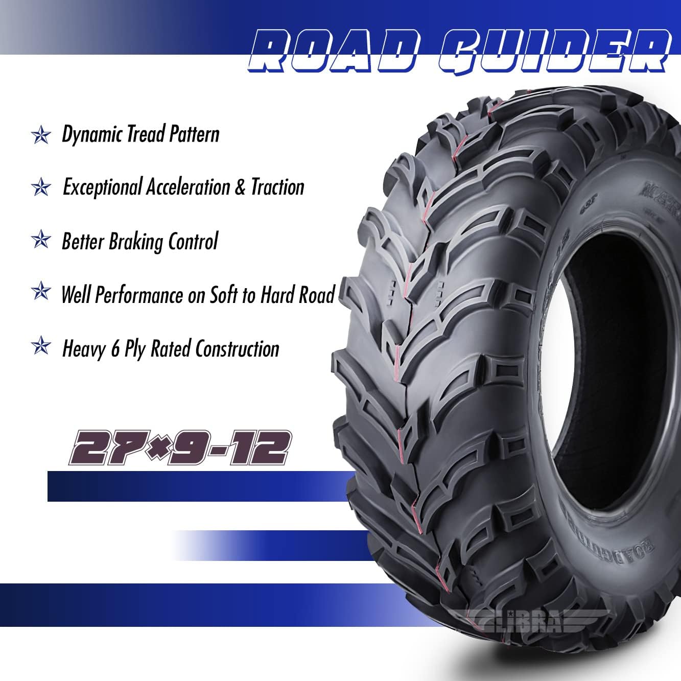 ROADGUIDER ATV Mud Tire 22x10-9 6PR for Honda Recon 250 Suzuki Ozark 250