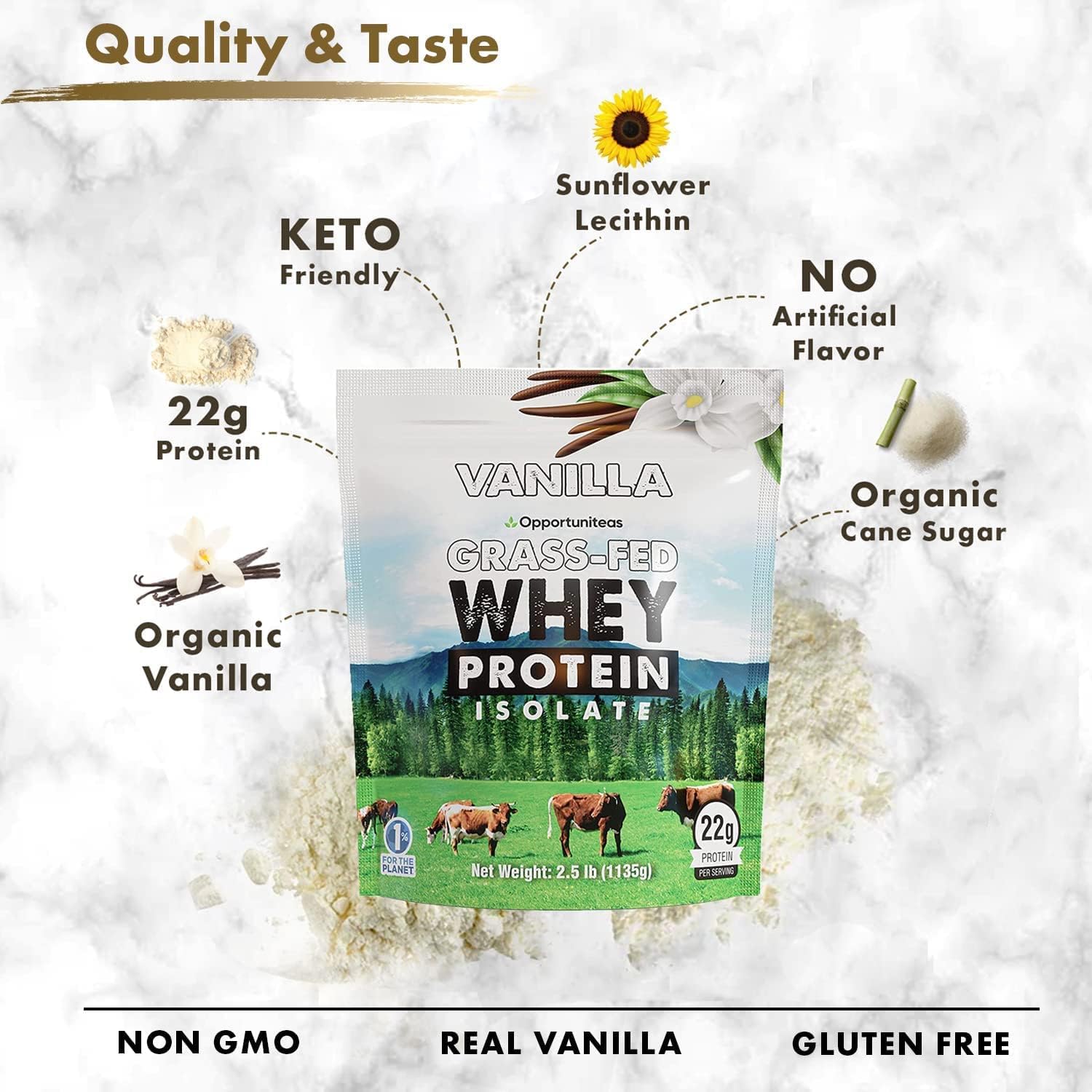 Unflavored Grass Fed Whey Isolate Protein Powder, 1 lb | Isolated, Flavorless Whey made with 100% GrassFed Hormone-Free Milk, It's Unsweetened, Cold-Pressed and Heavy-Metal Tested