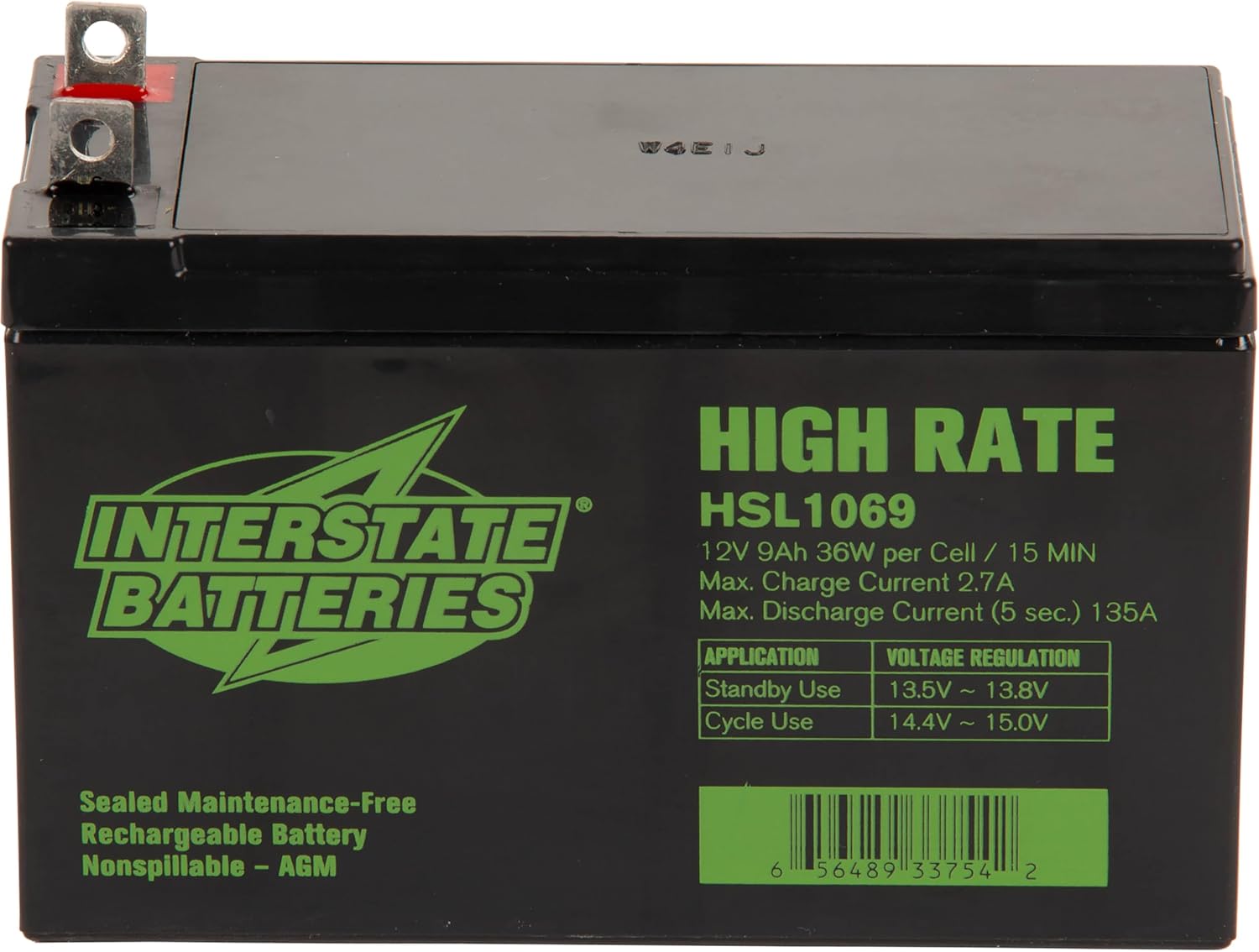 Interstate Batteries High Rate Battery 12V 9Ah SLA AGM VRLA HSL1069