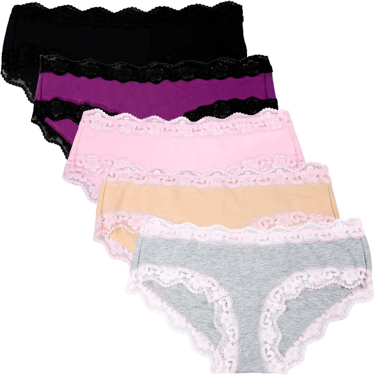 Women’s Underwear Soft Breathable Cotton Brief Ladies Panties 5-Pack