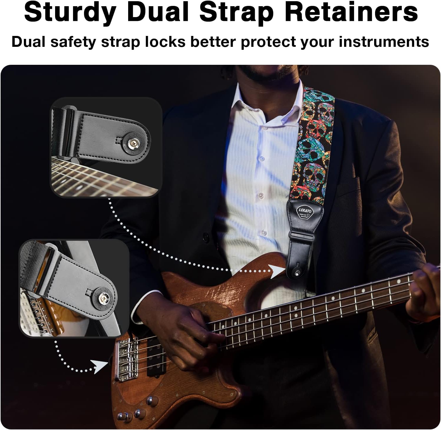 LEKATO Guitar Straps for Electric Guitar Bass