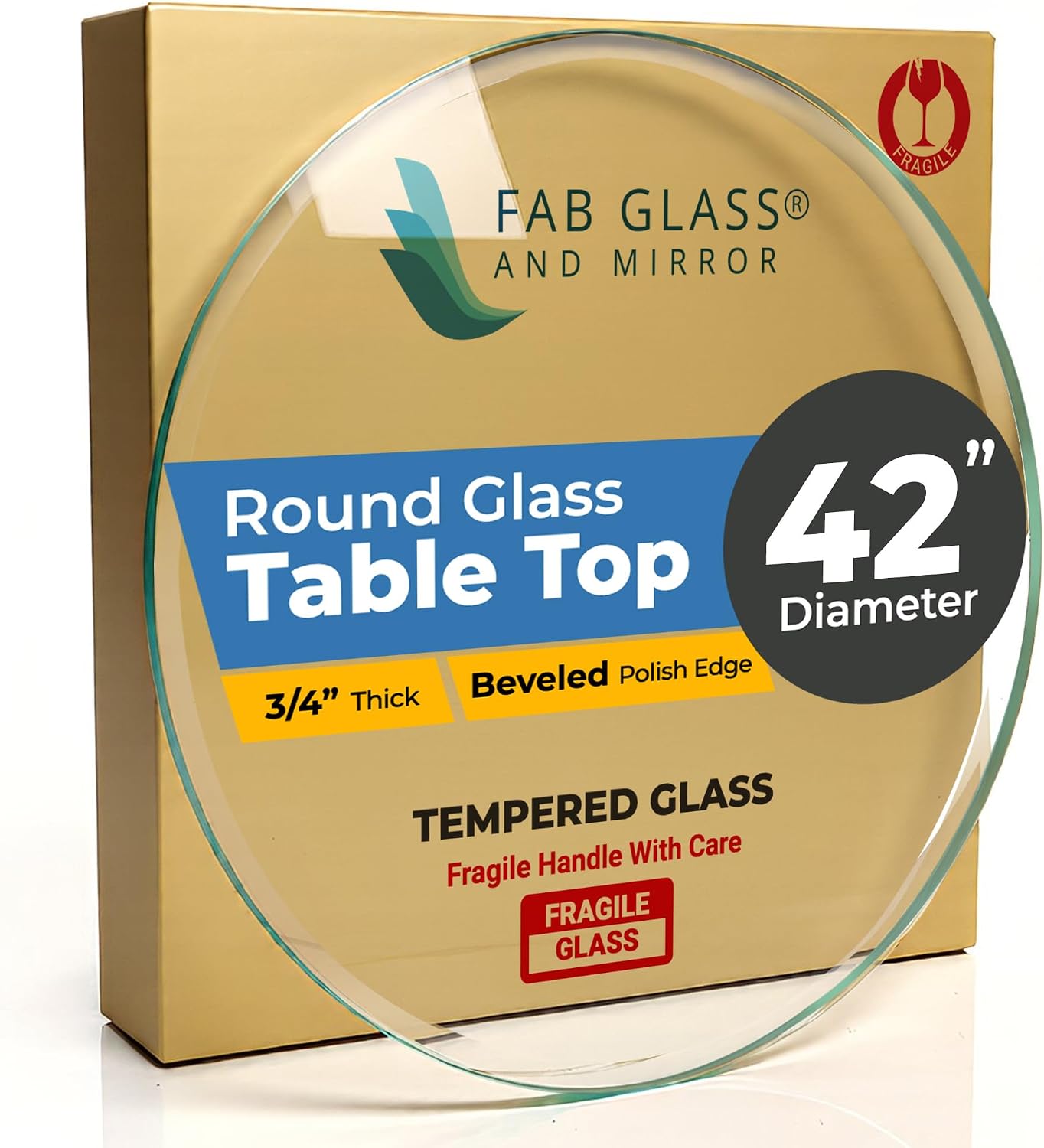22 Inch Round Tempered Beveled Polished Edge Glass Table Top -1/2” Thick Round Glass Table Top–Heavy Duty, Dining, Coffee, and Office Tables by Fab Glass and Mirror