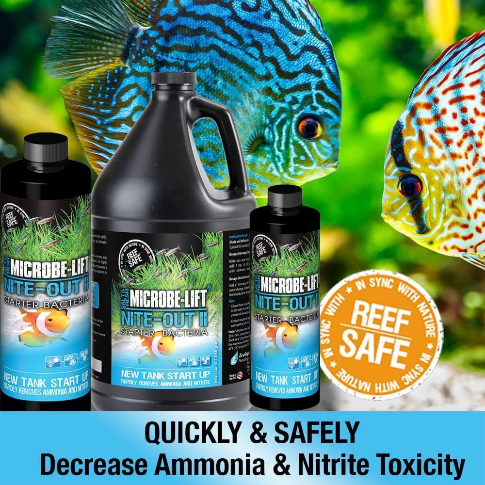 MICROBE-LIFT Nite-Out II Aquarium Bacteria for Start-up, Instantly Cycle Aquariums, Add Fish on Day 1, Rapid Ammonia and Nitrite Reducer for Freshwater & Saltwater Fish Tank, 16 Ounces (NITEH16)