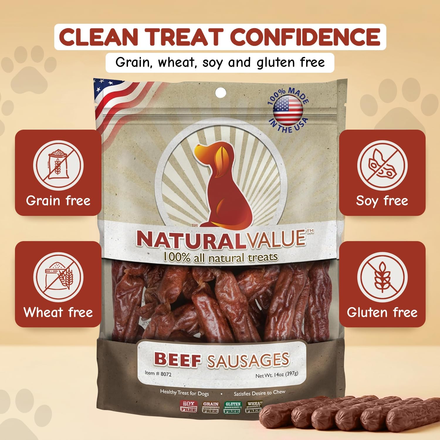 Loving Pets Natural Value Beef Sticks - Soft Jerky Dog Treats for Large & Small Breeds - Healthy Gluten, Wheat, Soy & Grain Free Pet Treats for Dogs