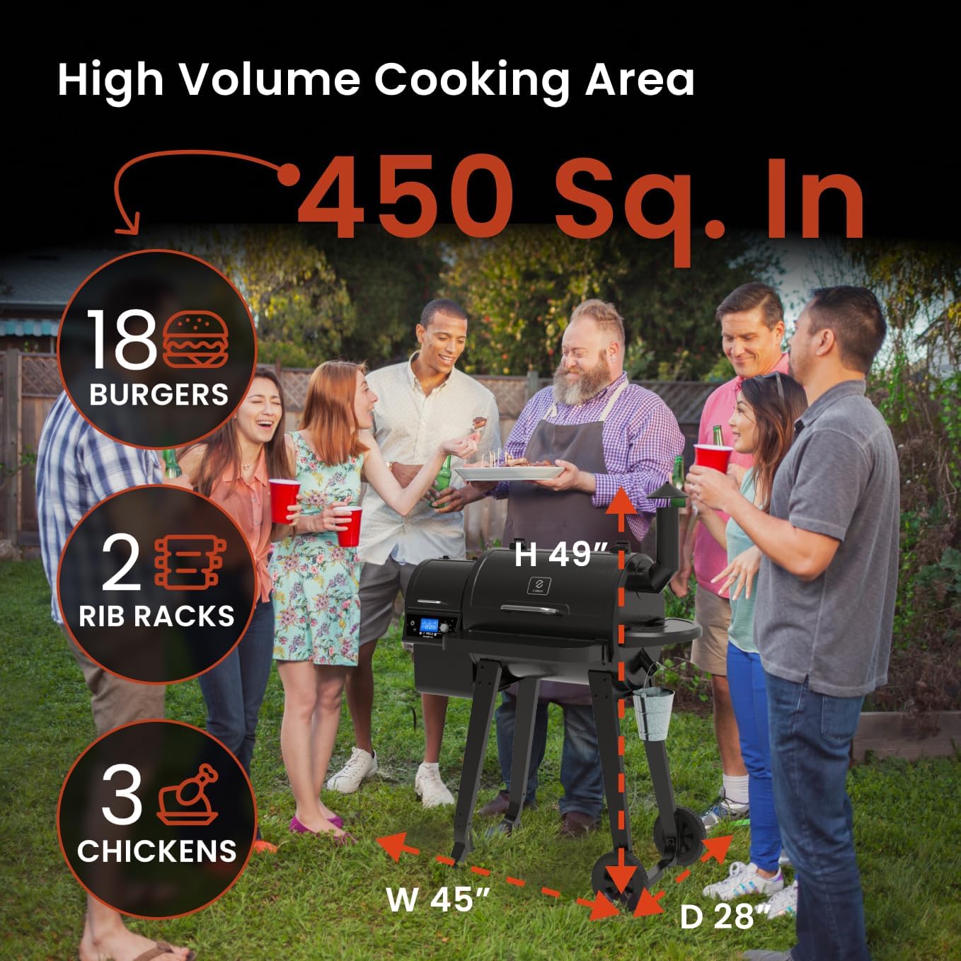 Z GRILLS Wood Pellet Smoker Grill, 8 in 1 BBQ Grill with Auto Temperature Control, 697 sq in Cooking Area for Backyard, Patio and Outdoor Cooking, 7002E, Sliver