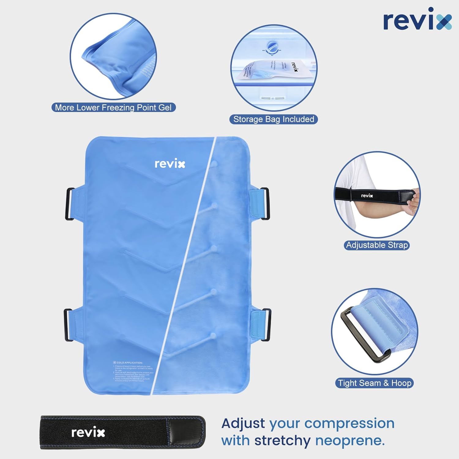 REVIX XXL Full Back Ice Pack Wrap, Large Gel Packs for Injuries Reusable