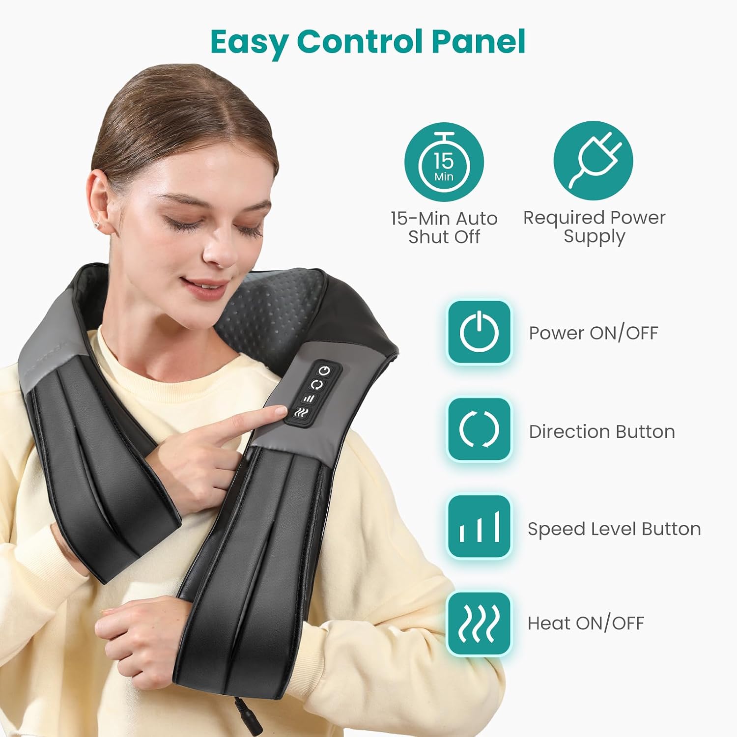 Nekteck Shiatsu Neck Massager with Heat for Pain Relief, NOT Cordless | 2026 Upgraded 3D Back Shoulder Kneading Massage Pillow, 3 Intensity Speeds Deep Tissue, Relaxation Gifts for Men Women, Black