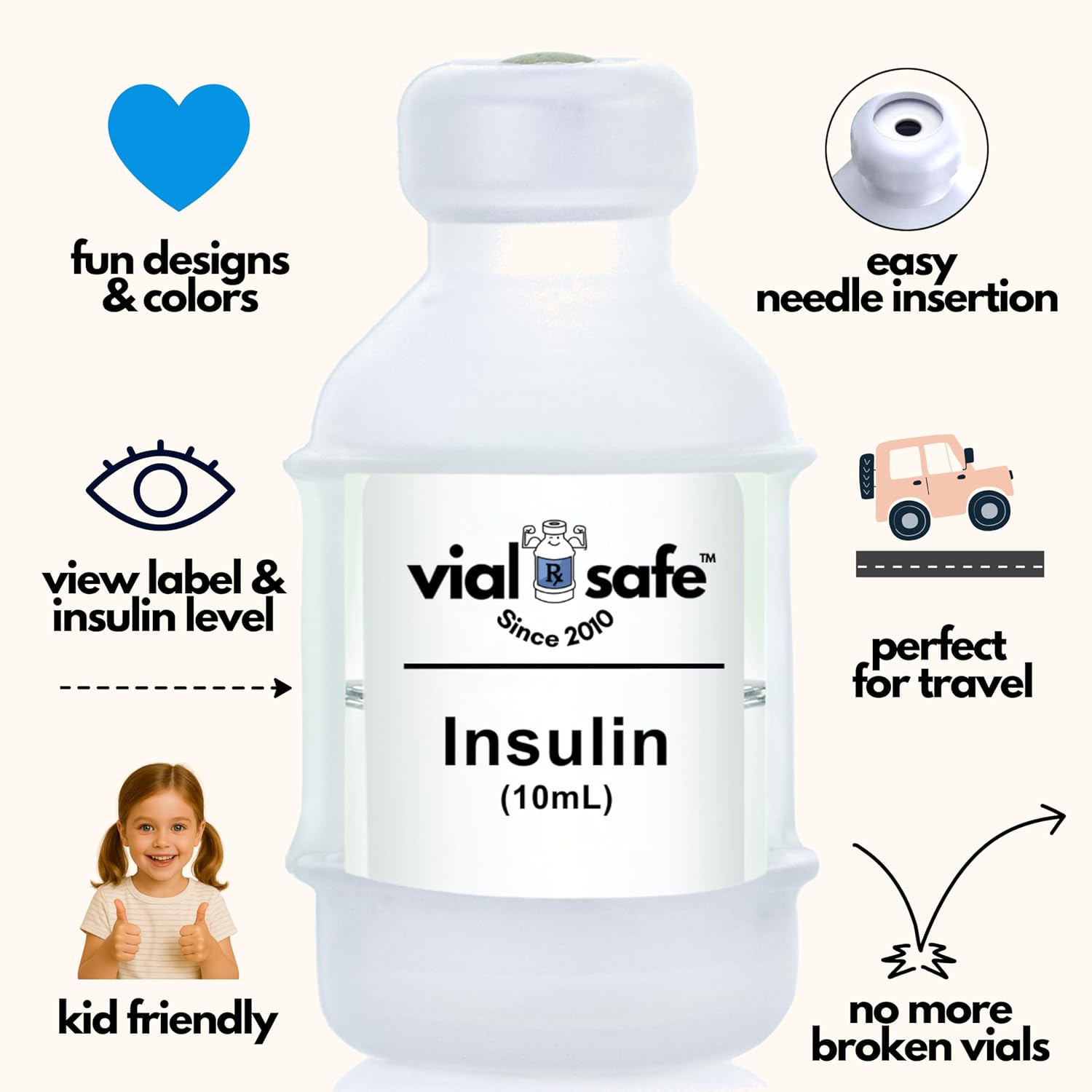 Vial Safe Silicone Insulin Vial Protector Case Cover 2-Pack Clear