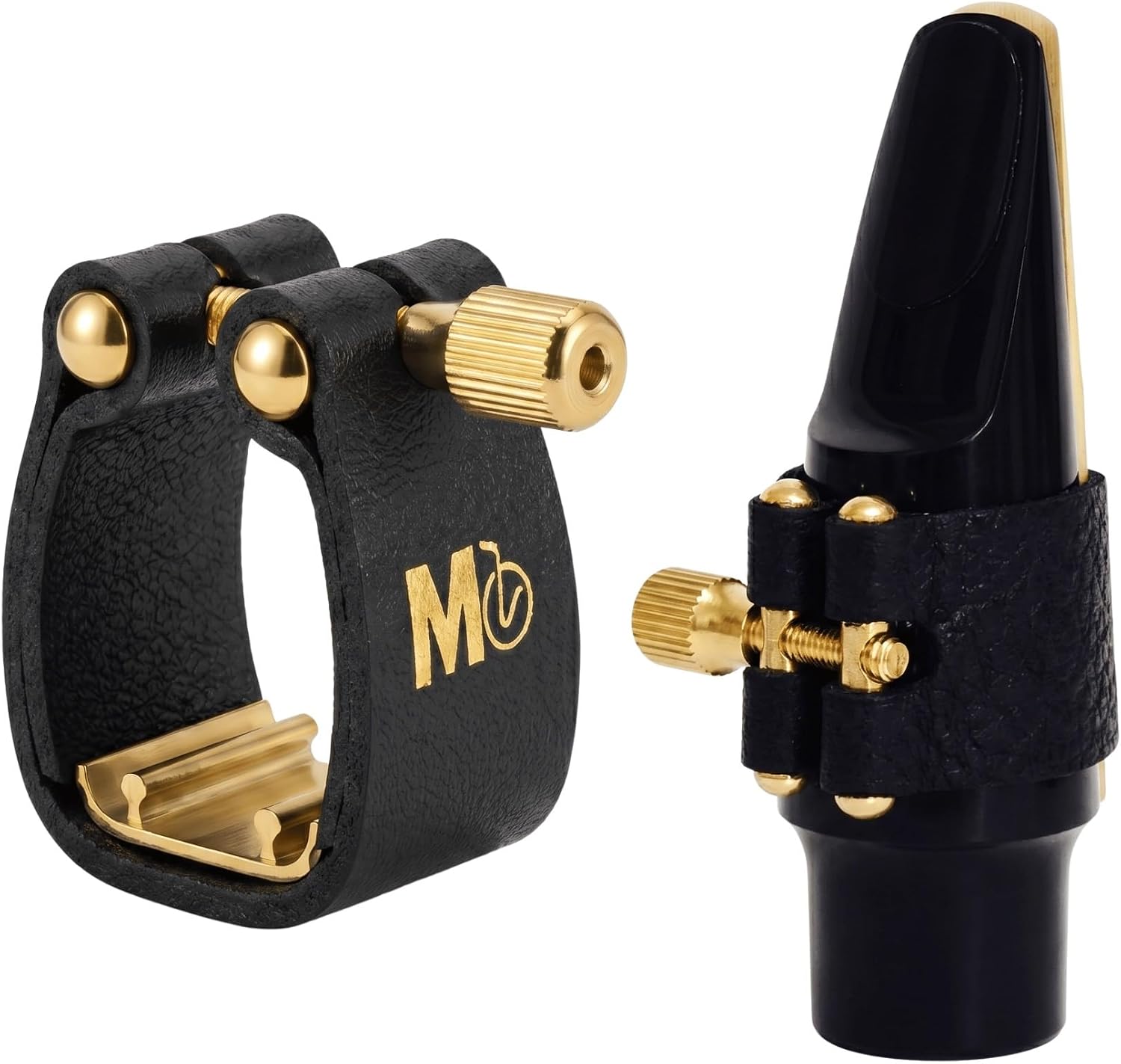 Leather Alto Saxophone Ligature Adjustable Single-Screw Fastener | for E-Flat Alto Sax Mouthpieces - Professional Woodwind Accessory for Warmer Tone